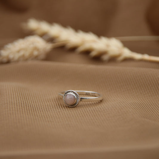 Sterling Silver Charm Ring Peach Moonstone