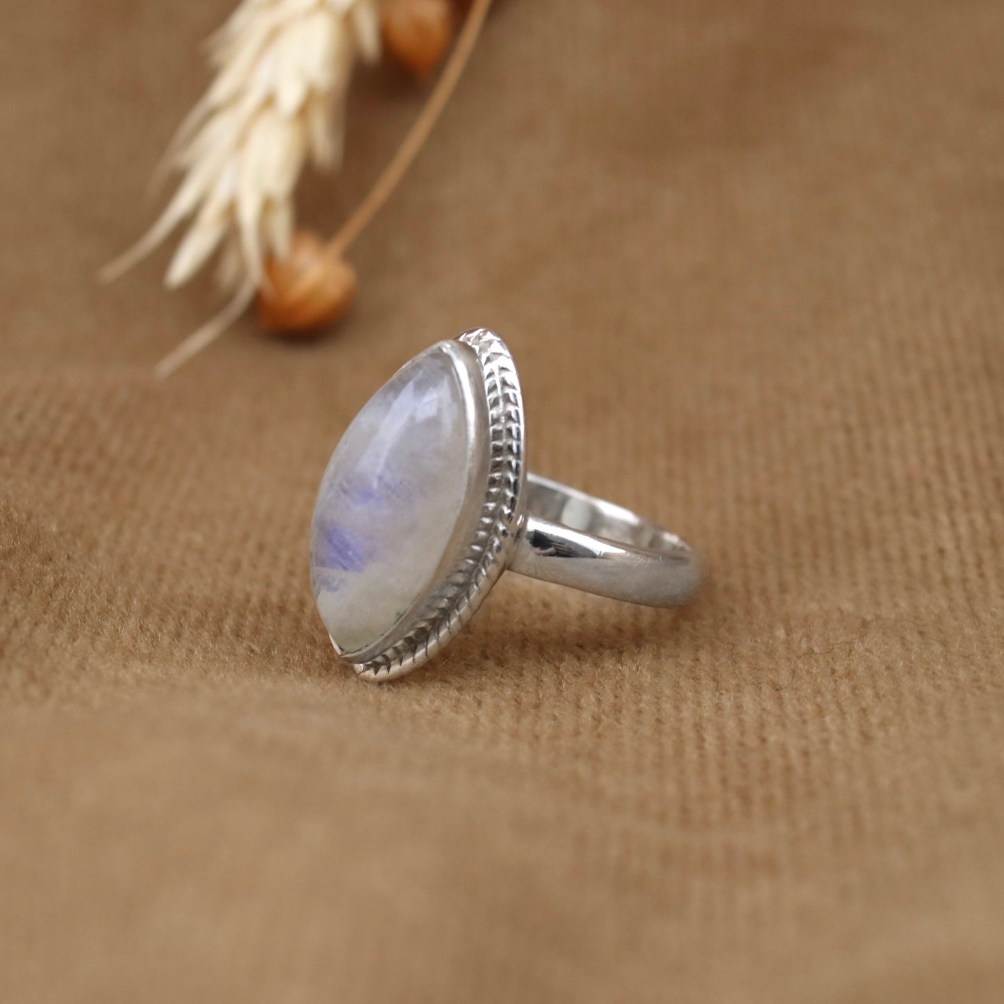 Sterling Silver Marquise Moonstone Ring