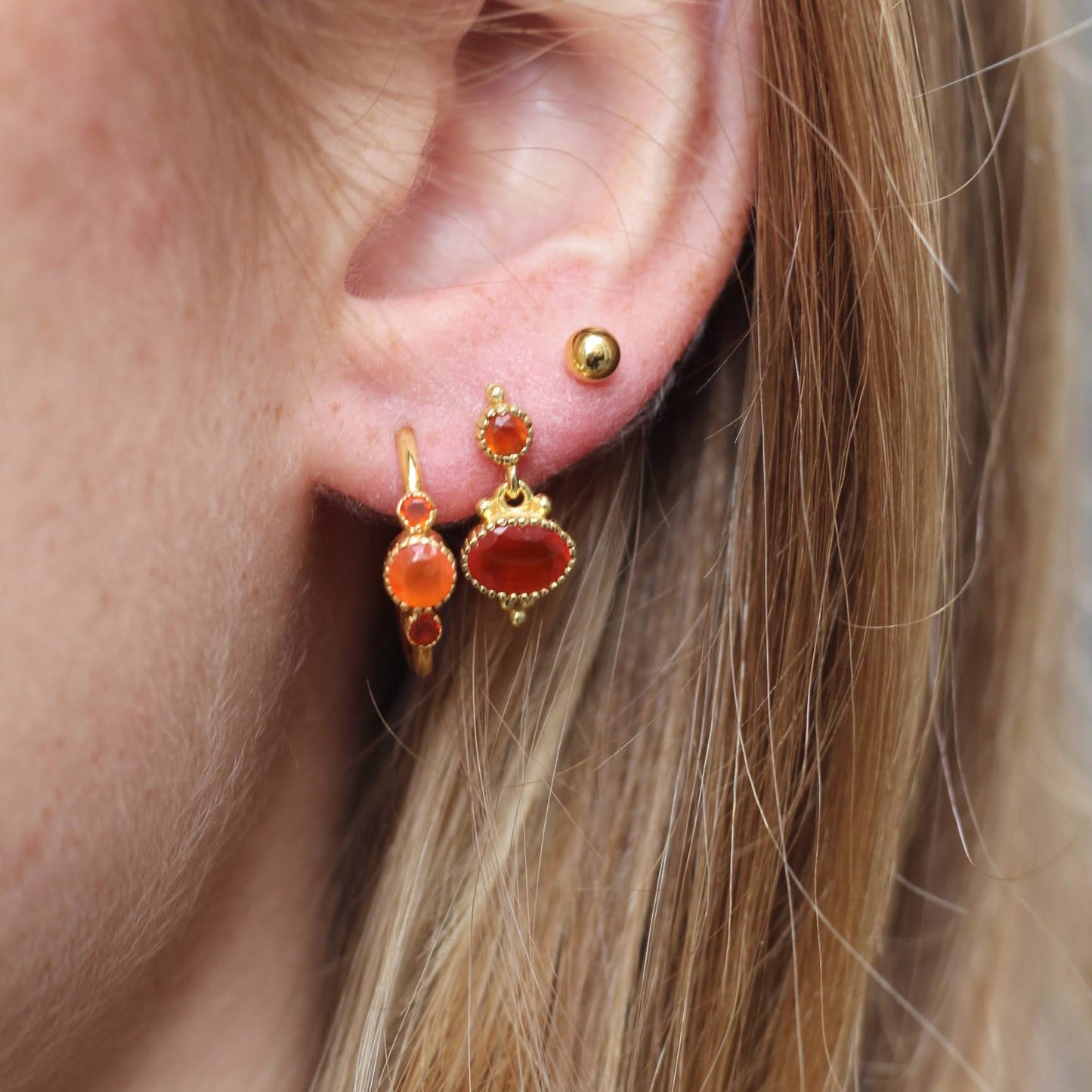 14k Gold Vermeil Carnelian Party Studs