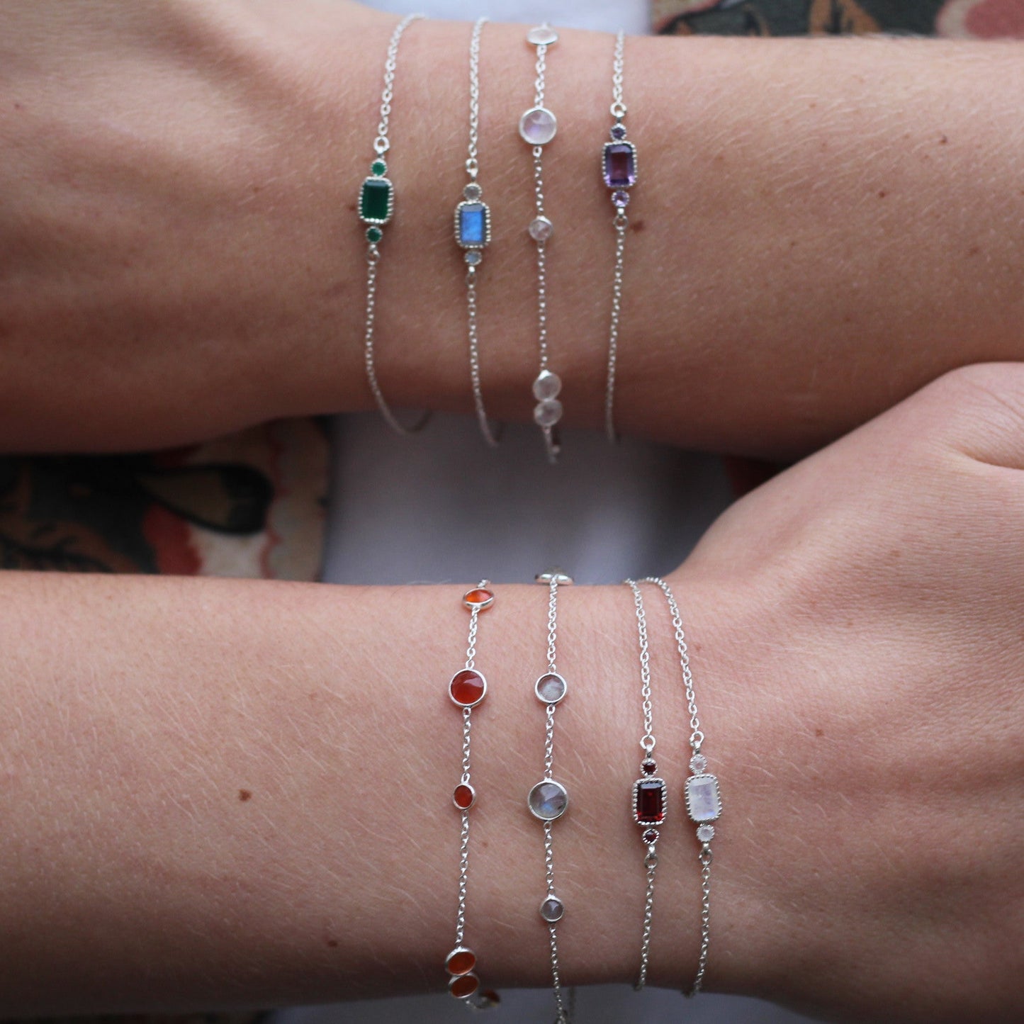 Sterling Silver Multiple Stones Moonstone Bracelet