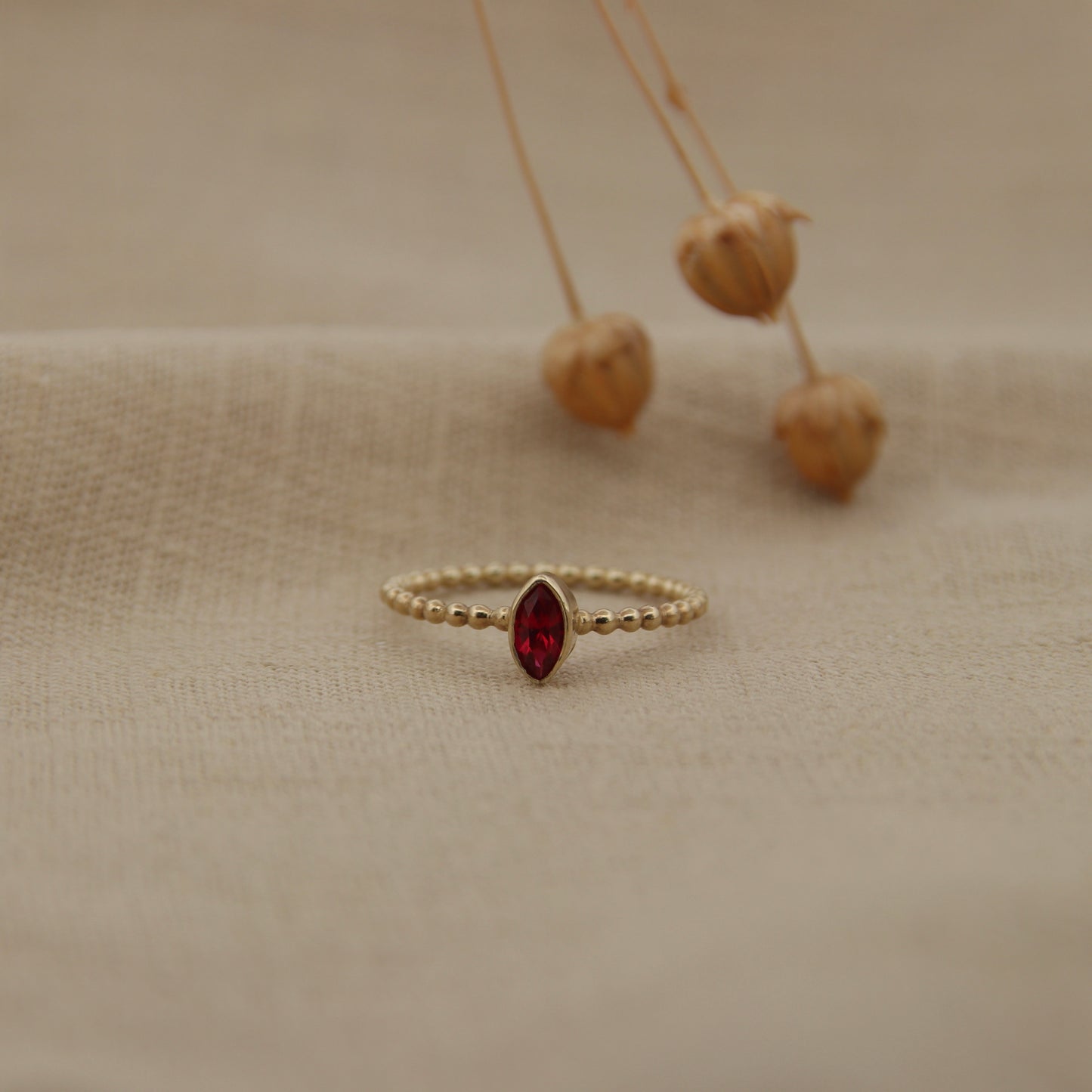 All Eyes on You Ring- 14k Geelgoud - Robijn