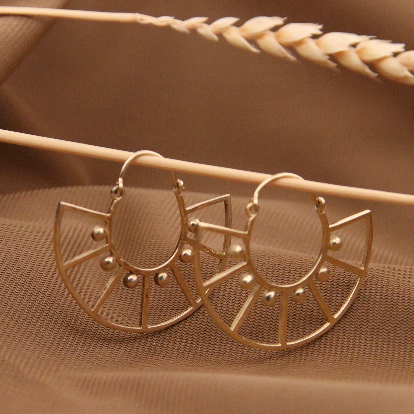 14k Gold Vermeil Ethnic Wheel Hoops