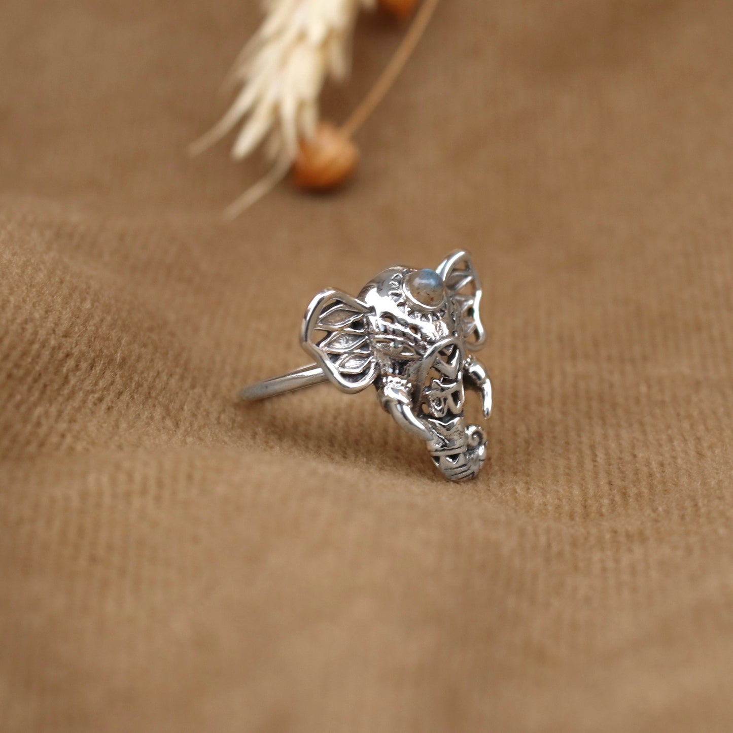 Sterling Silver Elephant Festival Ring Labradorite