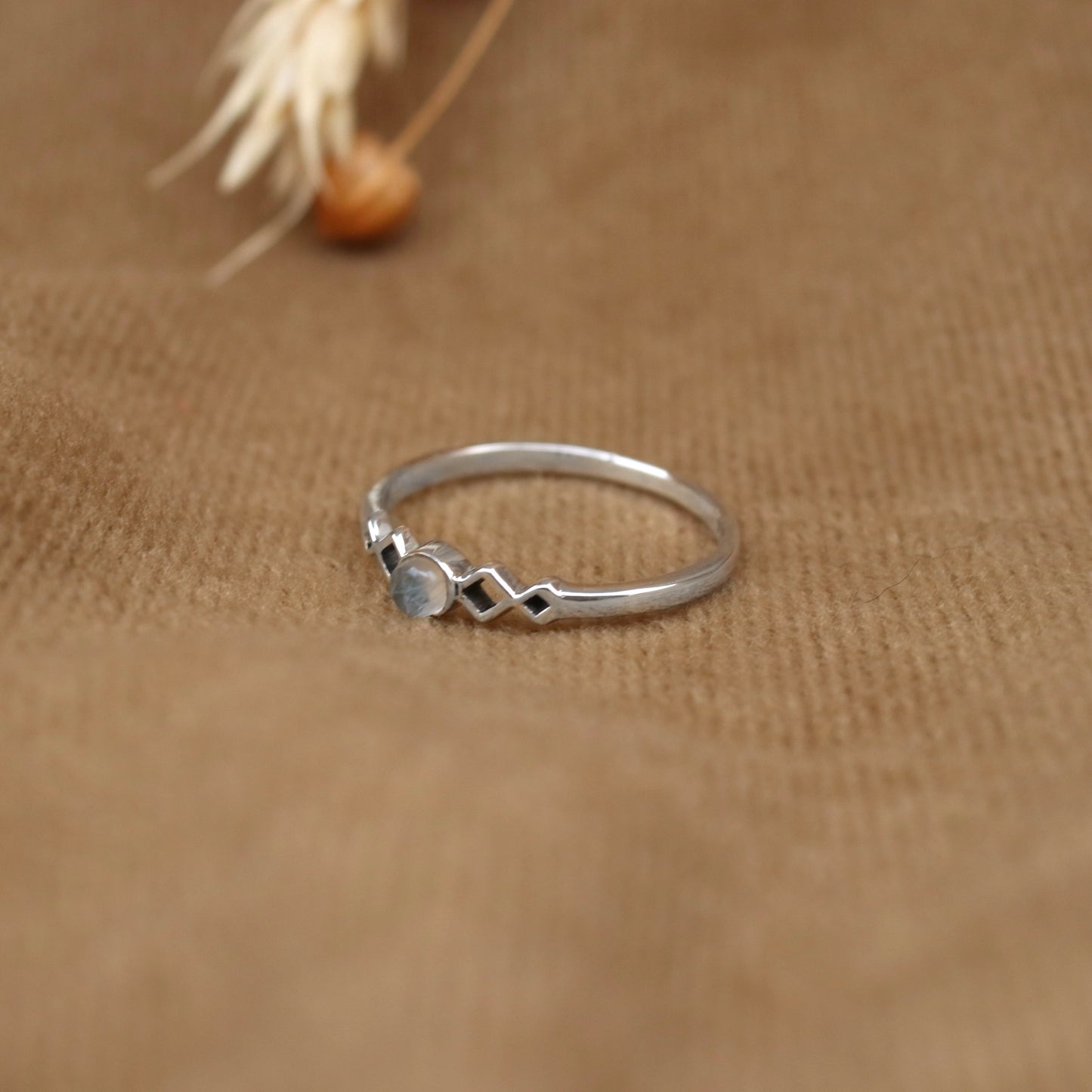 Sterling Silver Harmonica Moonstone Ring