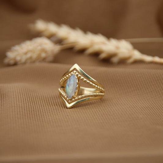 14K Gold Vermeil Kiss by the Moon Ring Moonstone