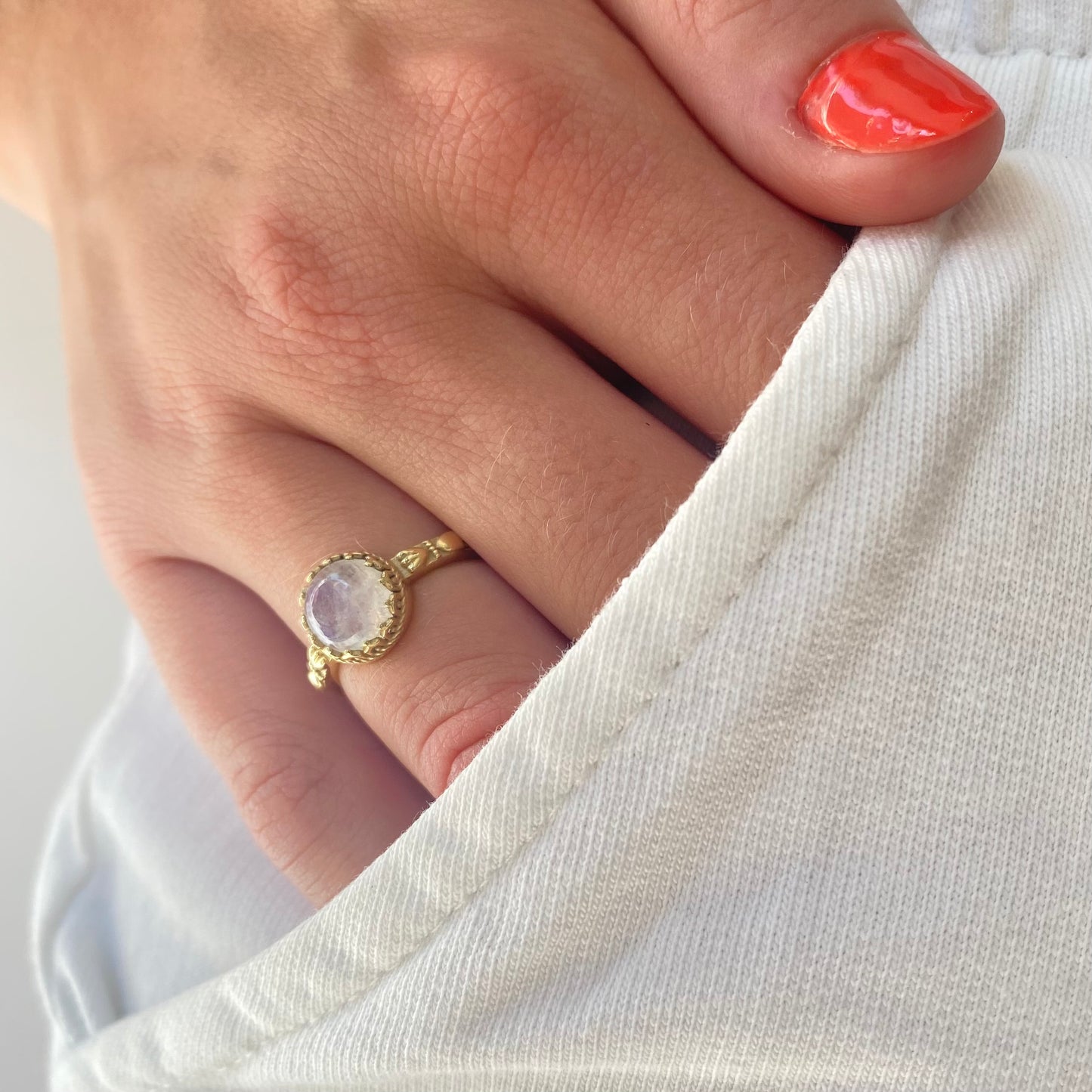 14K Gold Vermeil Enchanting Ring Moonstone