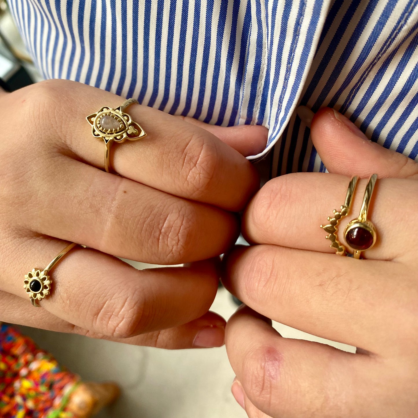 14K Gold Vermeil Delicate Silhouette Ring Peach Moonstone