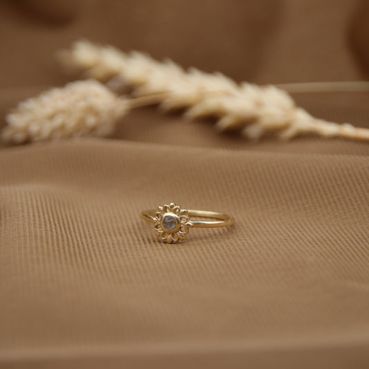 14k Gold Vermeil Luminous Flower Ring Labradorite