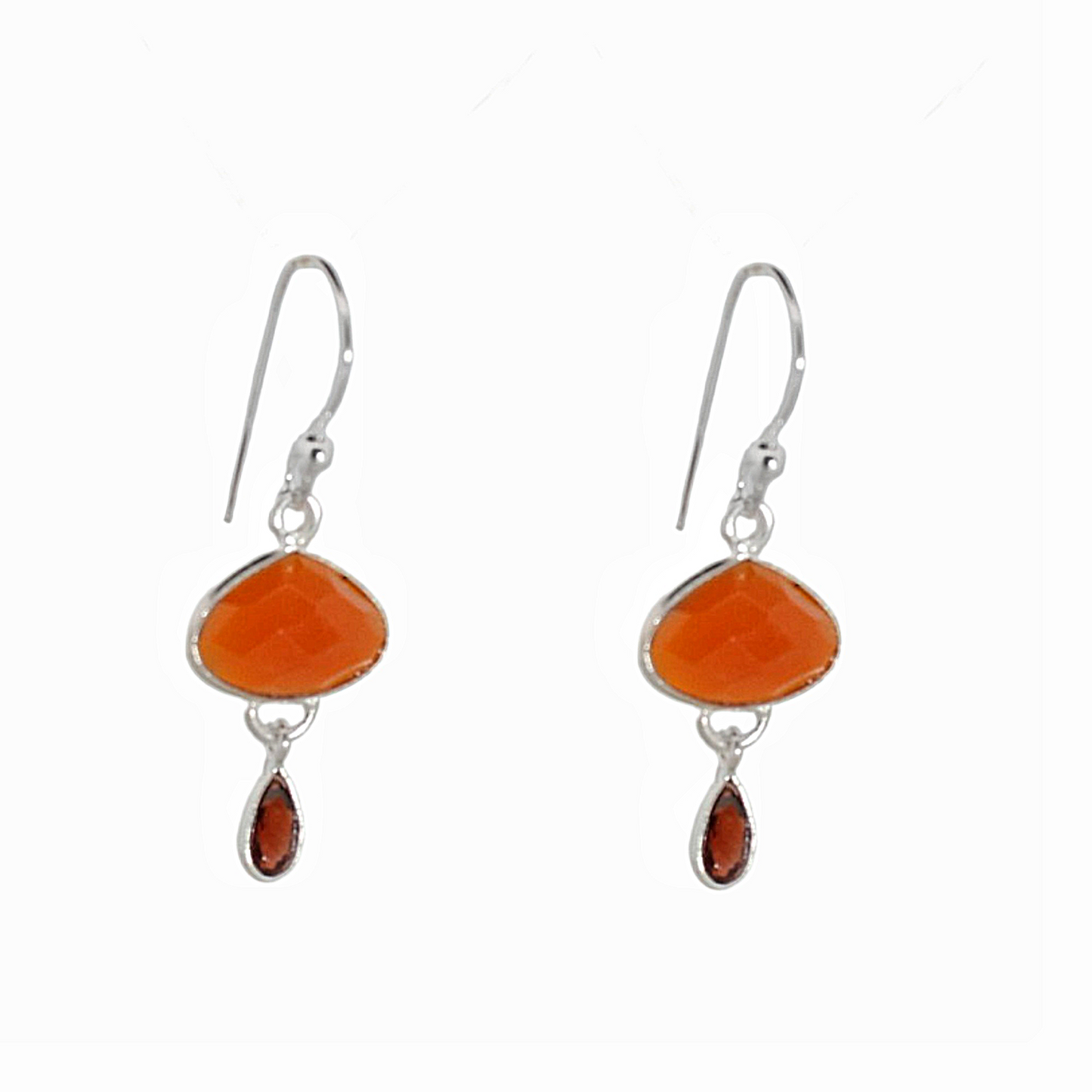 Sterling Silver Waterfall Earrings Carnelian & Garnet