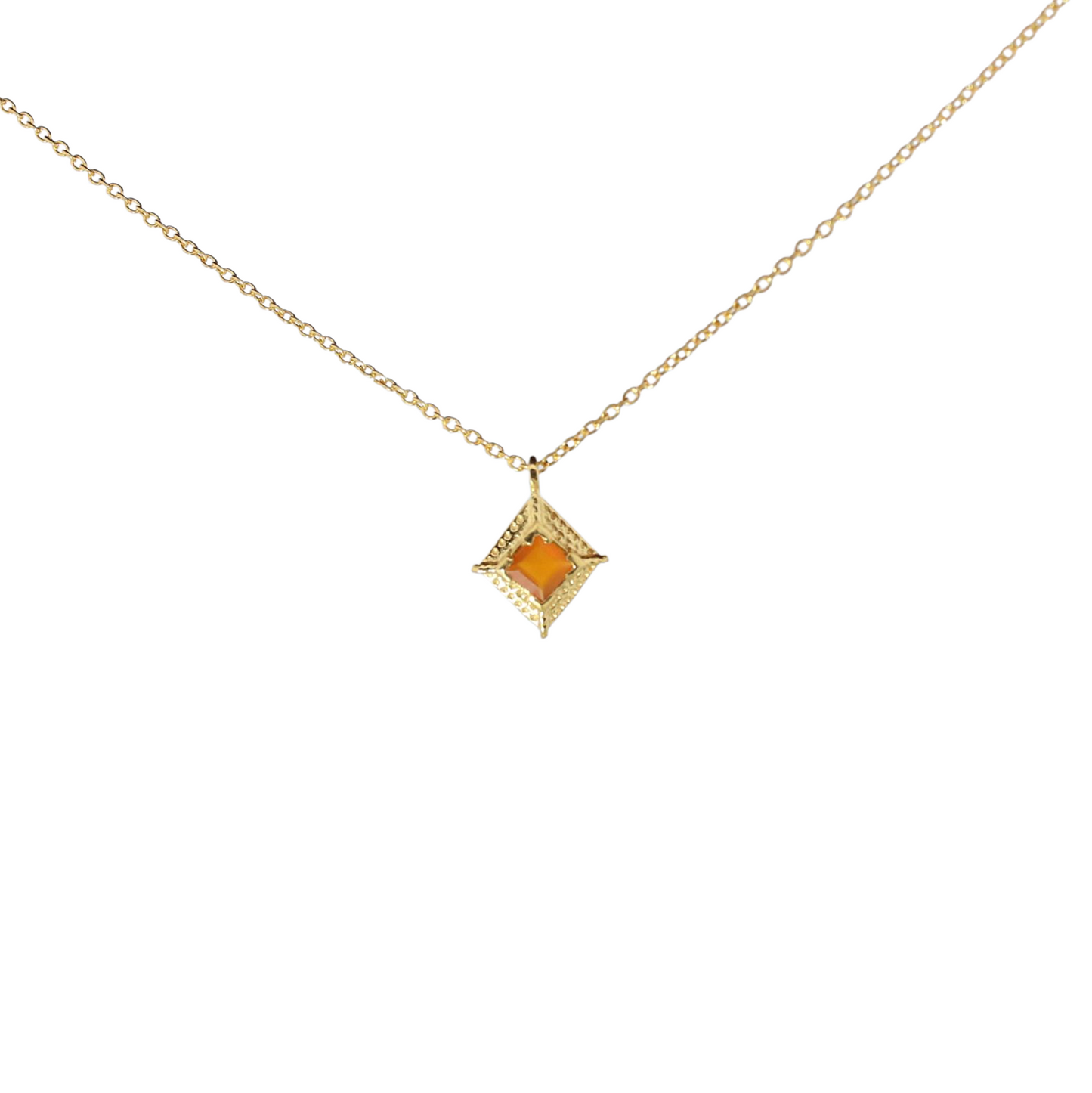 14k Gold Vermeil Charm Necklace Carnelian