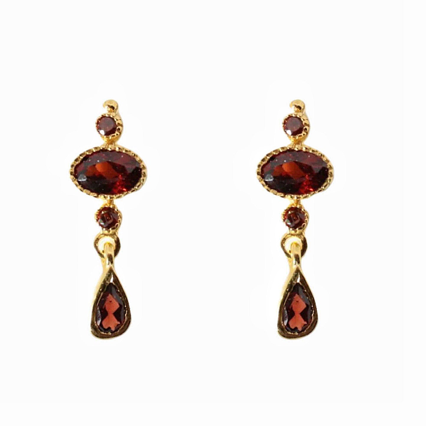 14k Gold Vermeil Festive Garnet Studs
