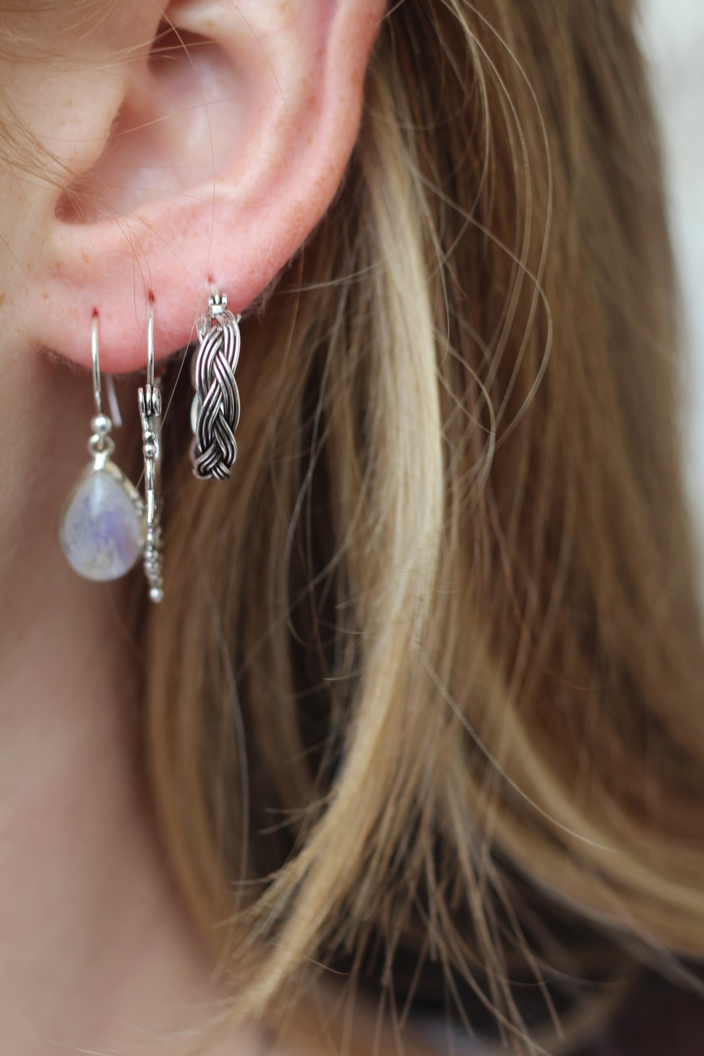 Sterling silver Teardrop Moonstone Earrings