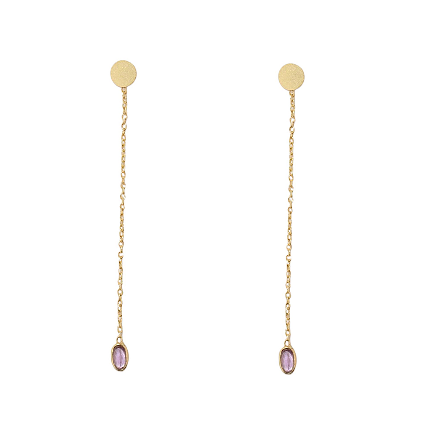 14K Gold Vermeil Elegant Chain Studs Amethyst