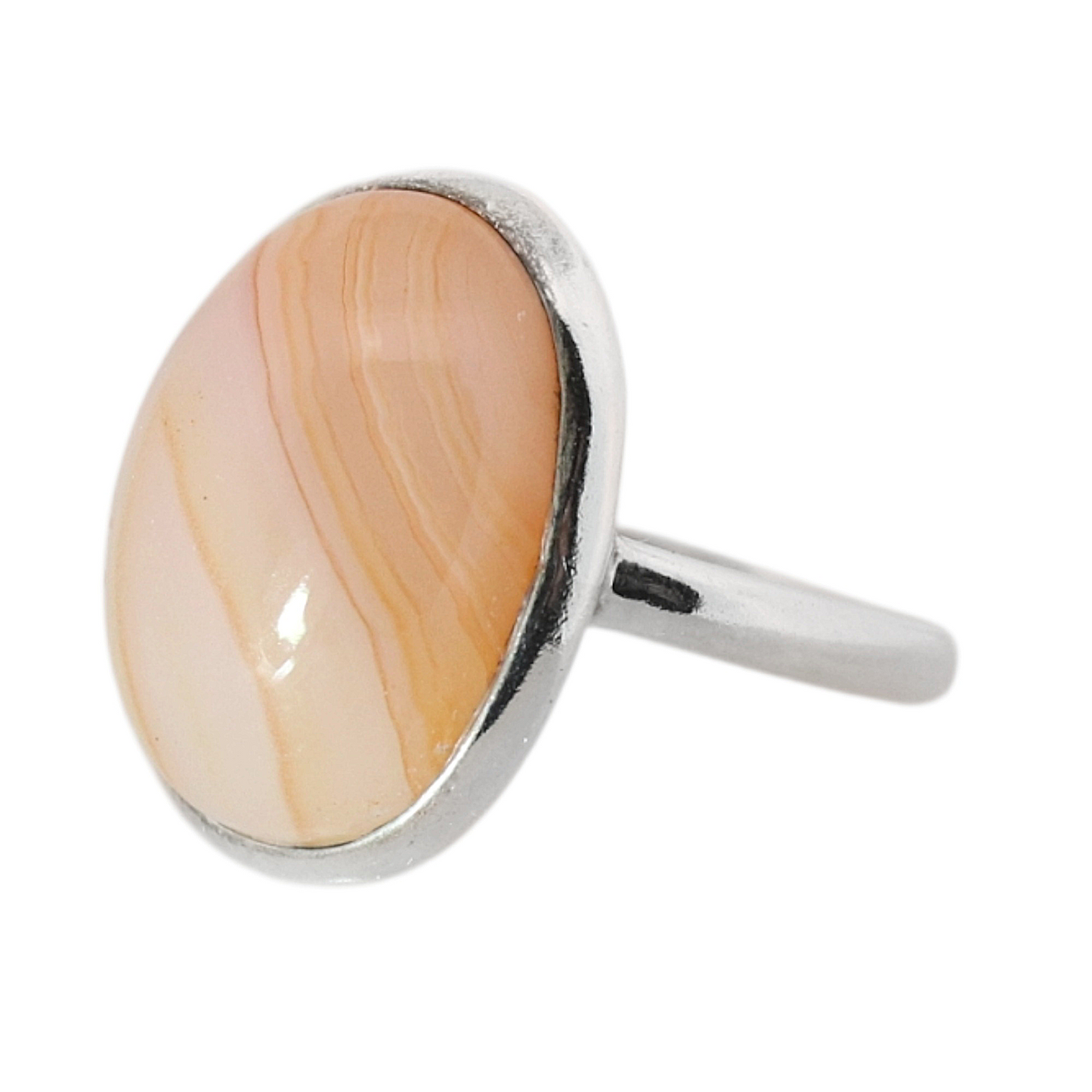 Sterling Silver Big Oval Carnelian Ring - 20 mm