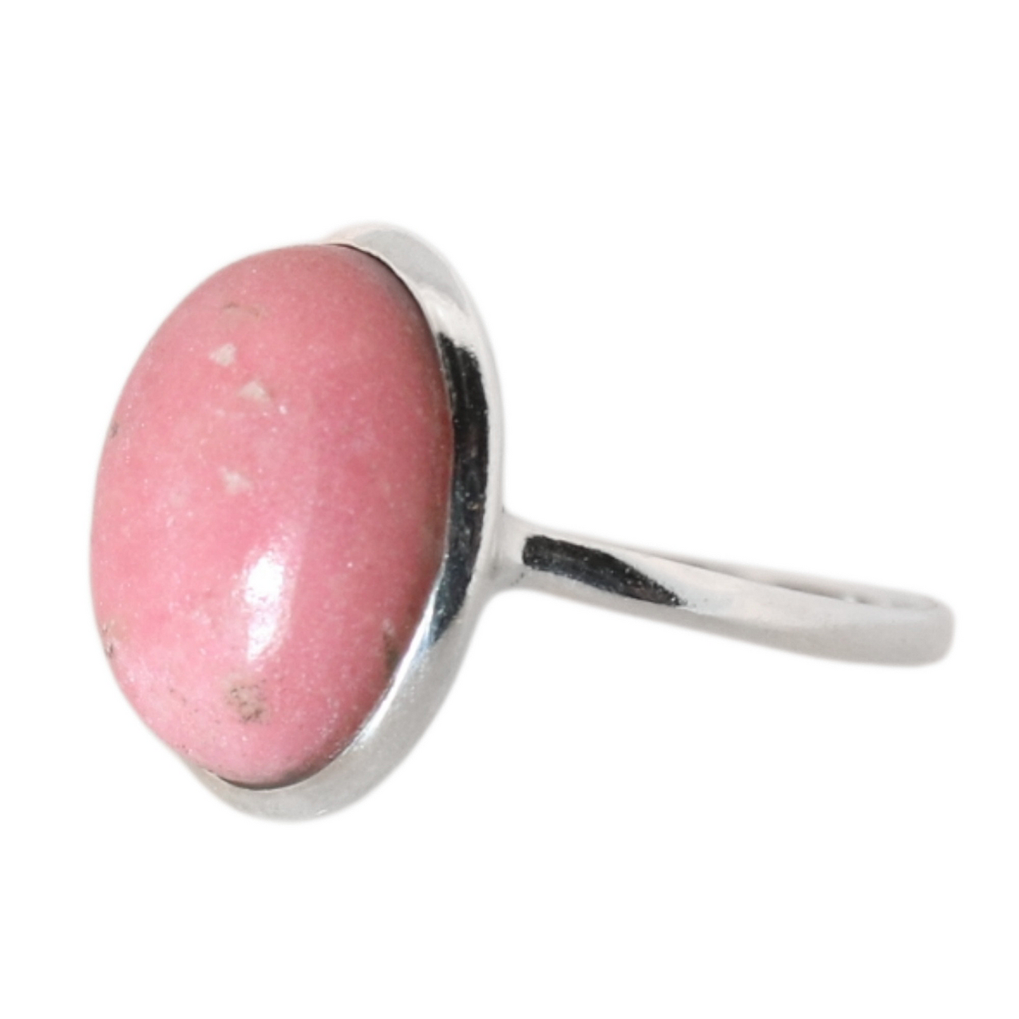 Sterling Silver Oval Rhodochrosite Ring - 17 mm