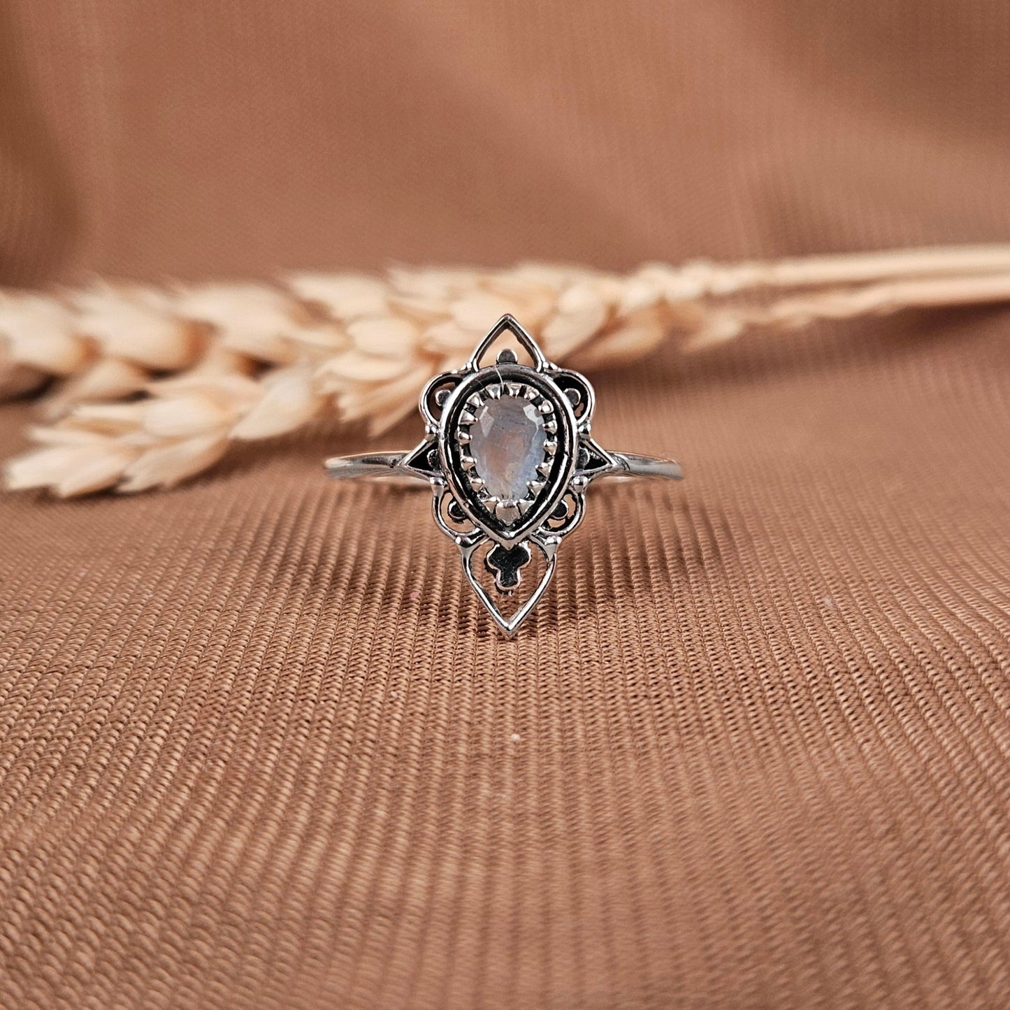 Sterling Silver Delicate Silhouette Ring Moonstone