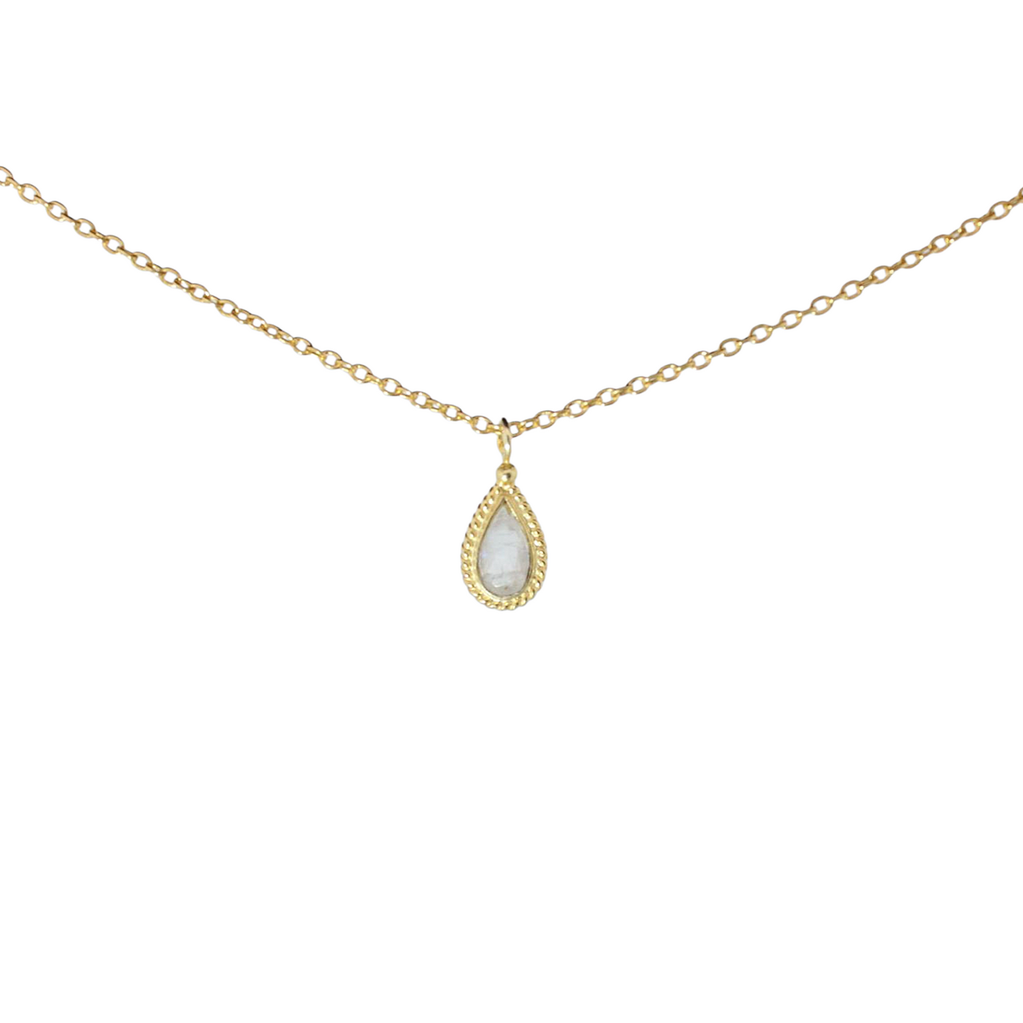14k Gold Vermeil Mini Teardrop Moonstone Necklace