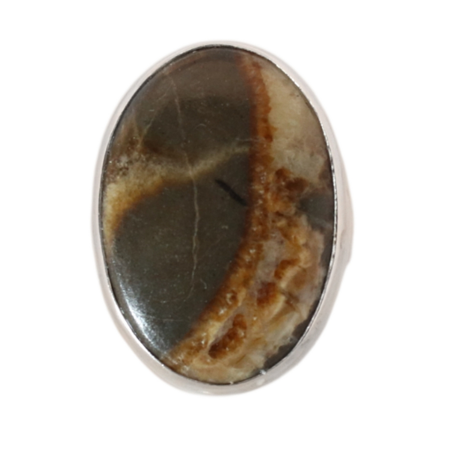 Sterling Silver Oval Septaria Ring - 17 mm