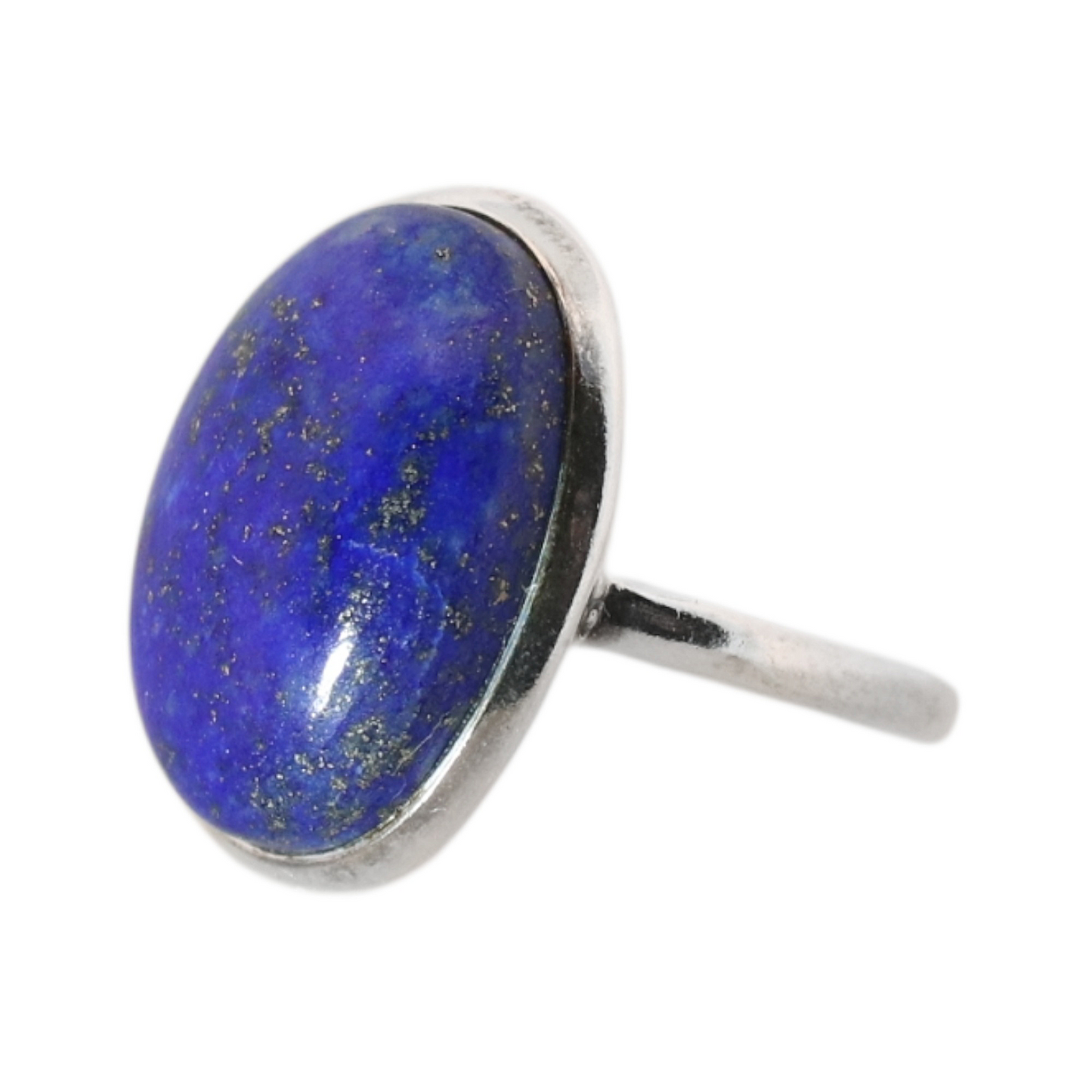 Sterling Silver Big Oval Lapis Lazuli Ring - 18 mm