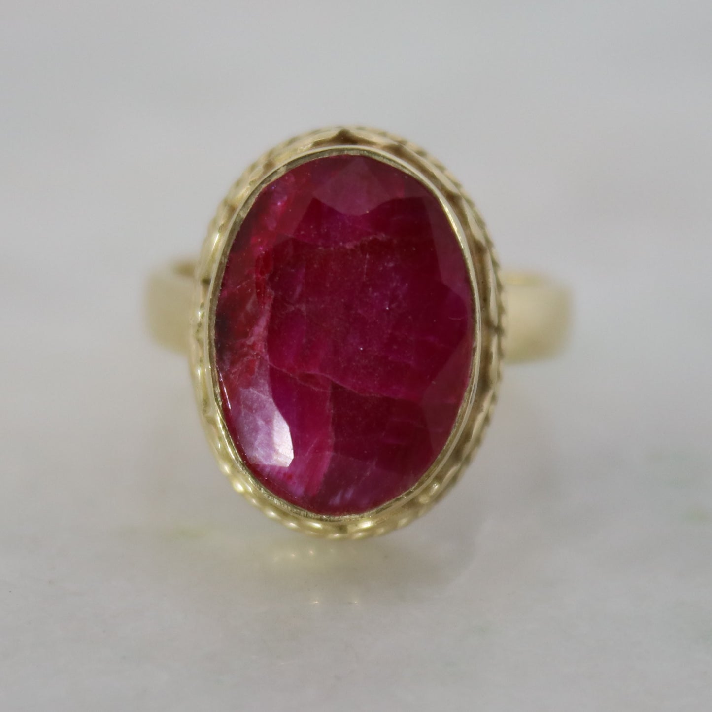 14K Gold Vermeil Lady in Red Ring - Ruby Quartz