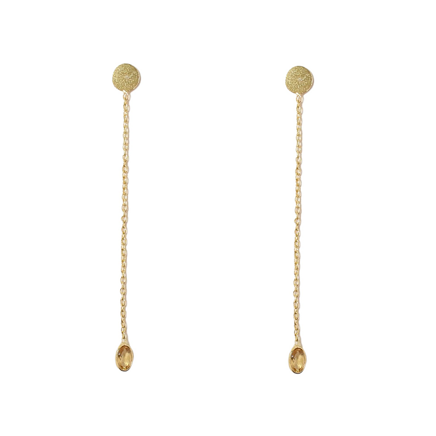 14K Gold Vermeil Elegant Chain Studs Citrine