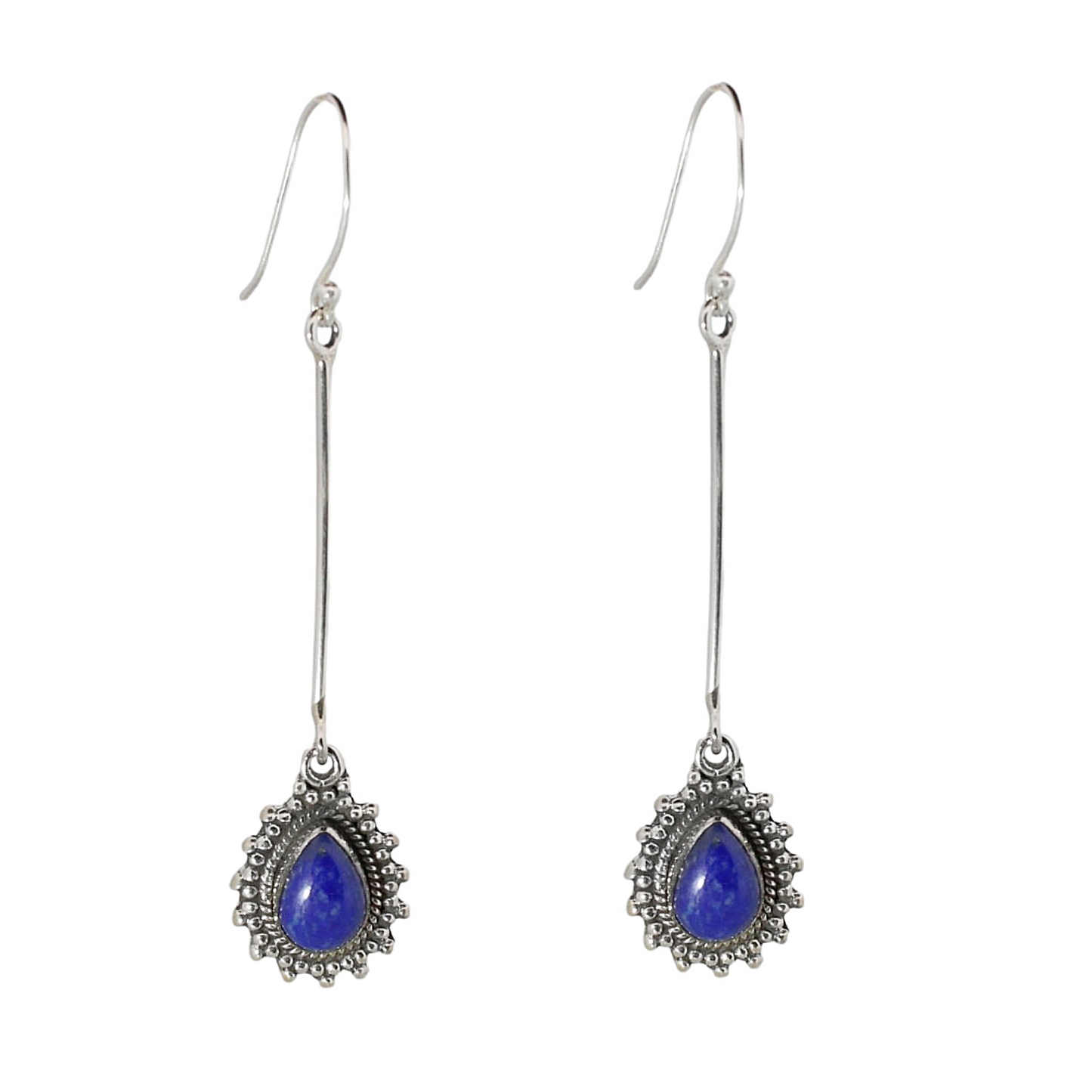 Sterling silver Boho Stick Earrings Lapis Lazuli