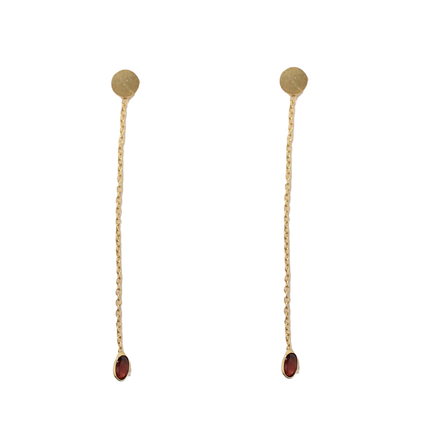 14K Gold Vermeil Elegant Chain Studs Garnet