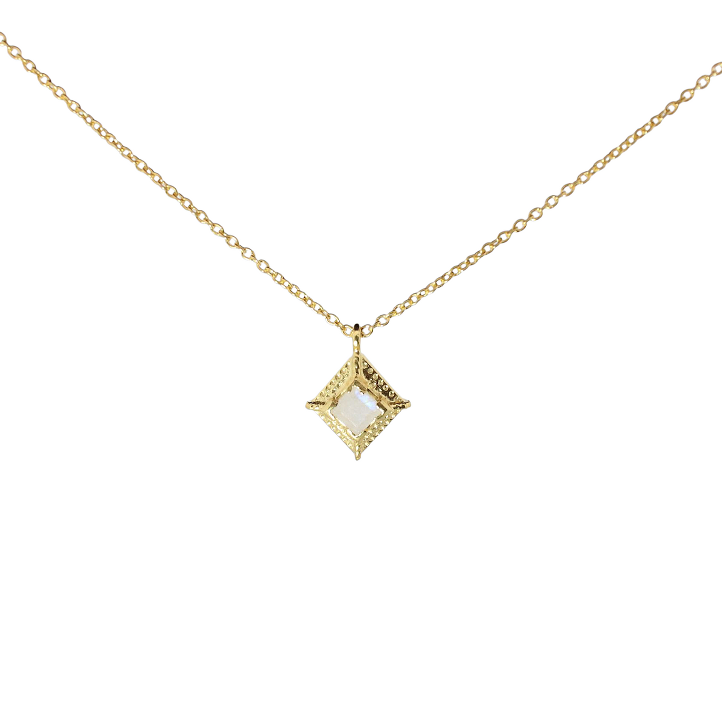 14k Gold Vermeil Charm Necklace Moonstone