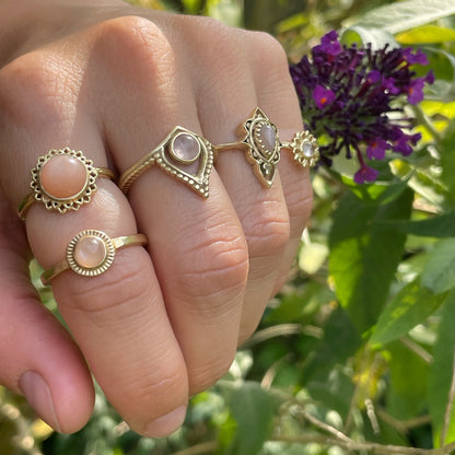 14K Gold Vermeil Sophisticated Sparkle Ring Rose Quarts