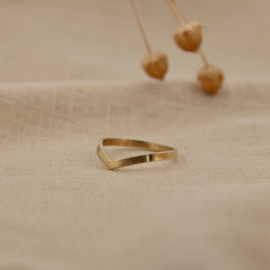 Rechthoekige Wishbone Ring - 2.0 x 1.0 mm - 14k Geelgoud