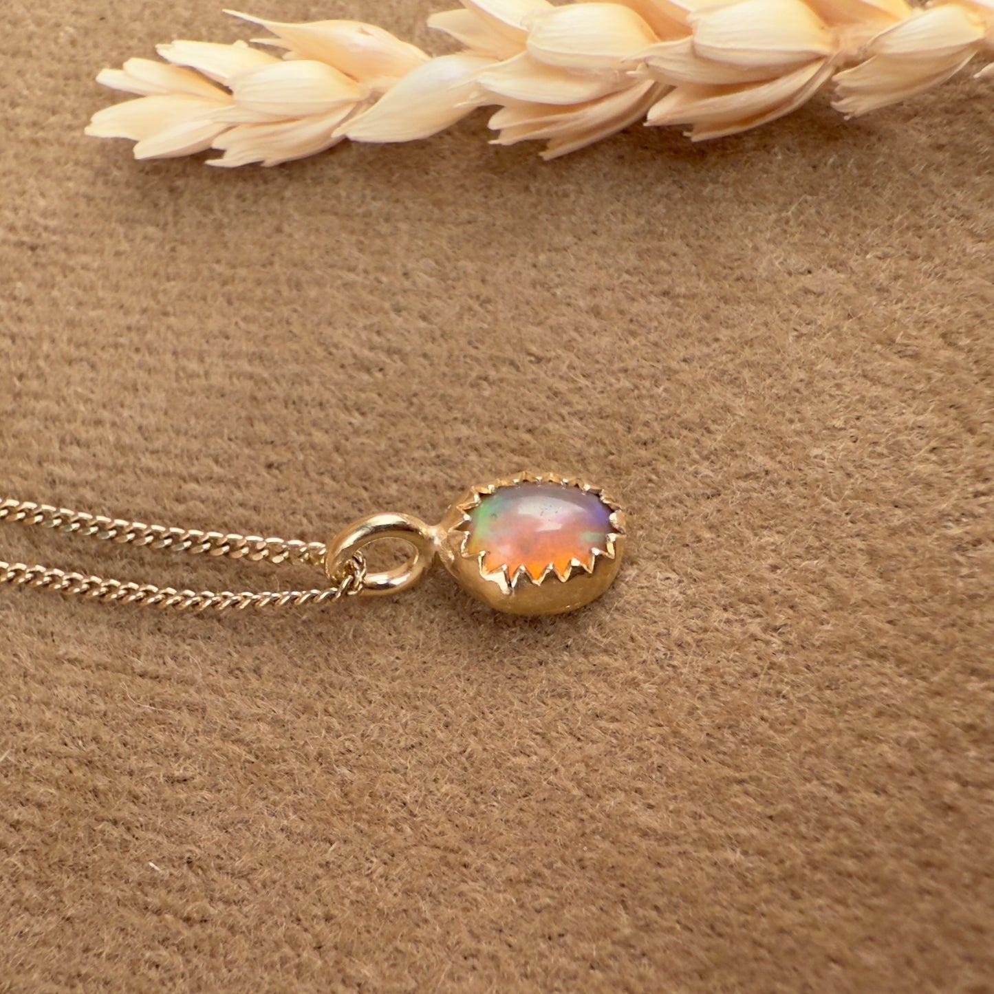 14k Gold Vermeil Tiny Opal Necklace - Limited Edition