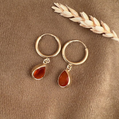 14k Gold Vermeil Carnelian Earrings