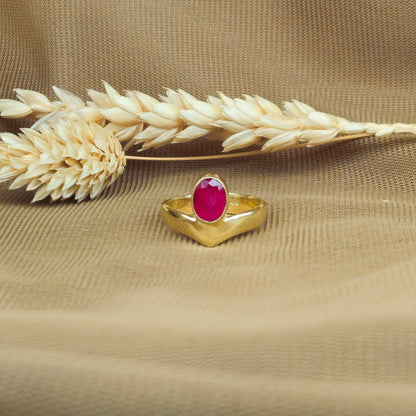 14K Gold Vermeil Forest Fruit Ring - Ruby Quartz