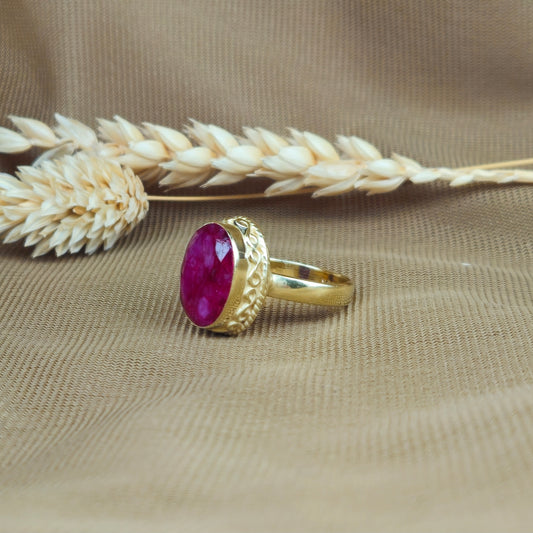 14K Gold Vermeil Lady in Red Ring - Ruby Quartz