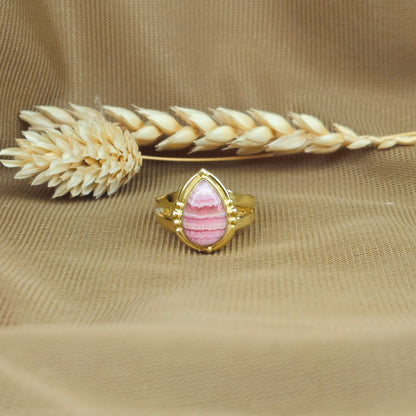 14K Gold Vermeil Bohemian Sugar Ring - Rhodochrosite