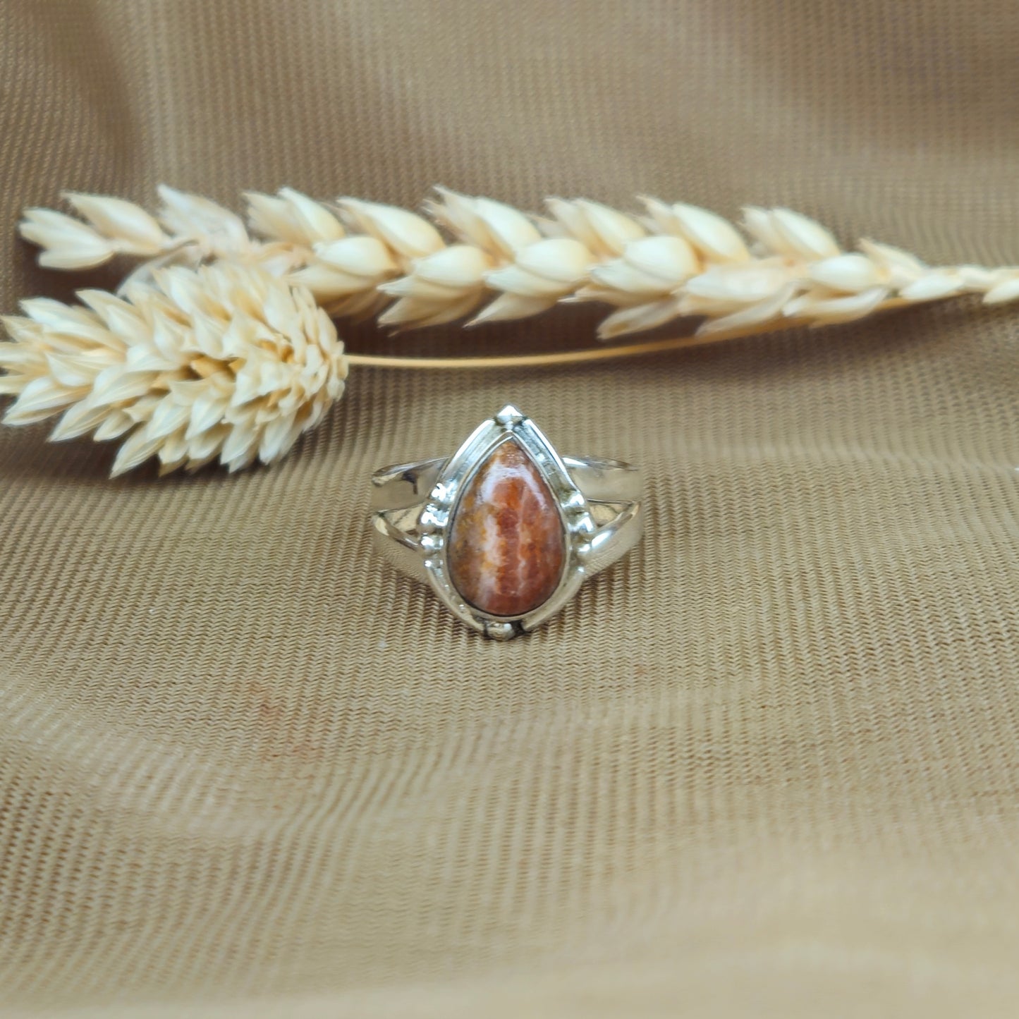 Sterling Silver Bohemian Sugar Ring - Rhodochrosite