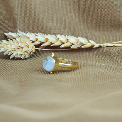 14K Gold Vermeil Clock Ring - Moonstone