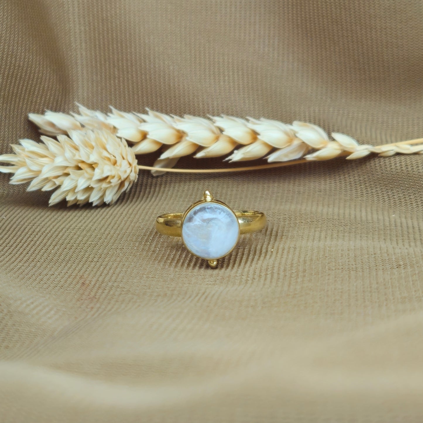 14K Gold Vermeil Clock Ring - Moonstone