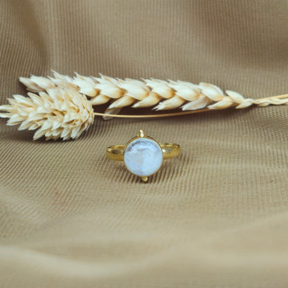 14K Gold Vermeil Clock Ring - Moonstone