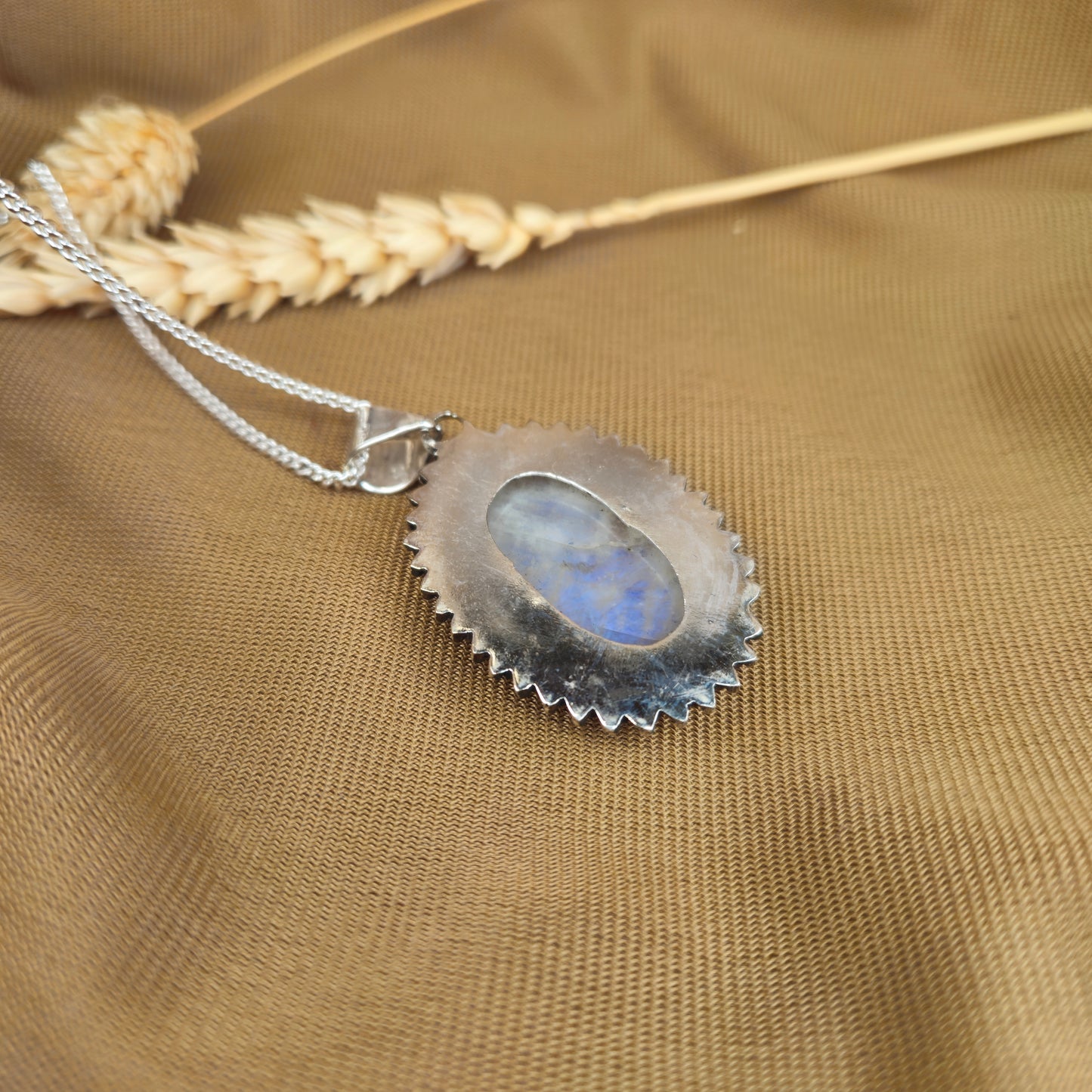 Sterling Silver Bohemian Oval Moonstone Pendant