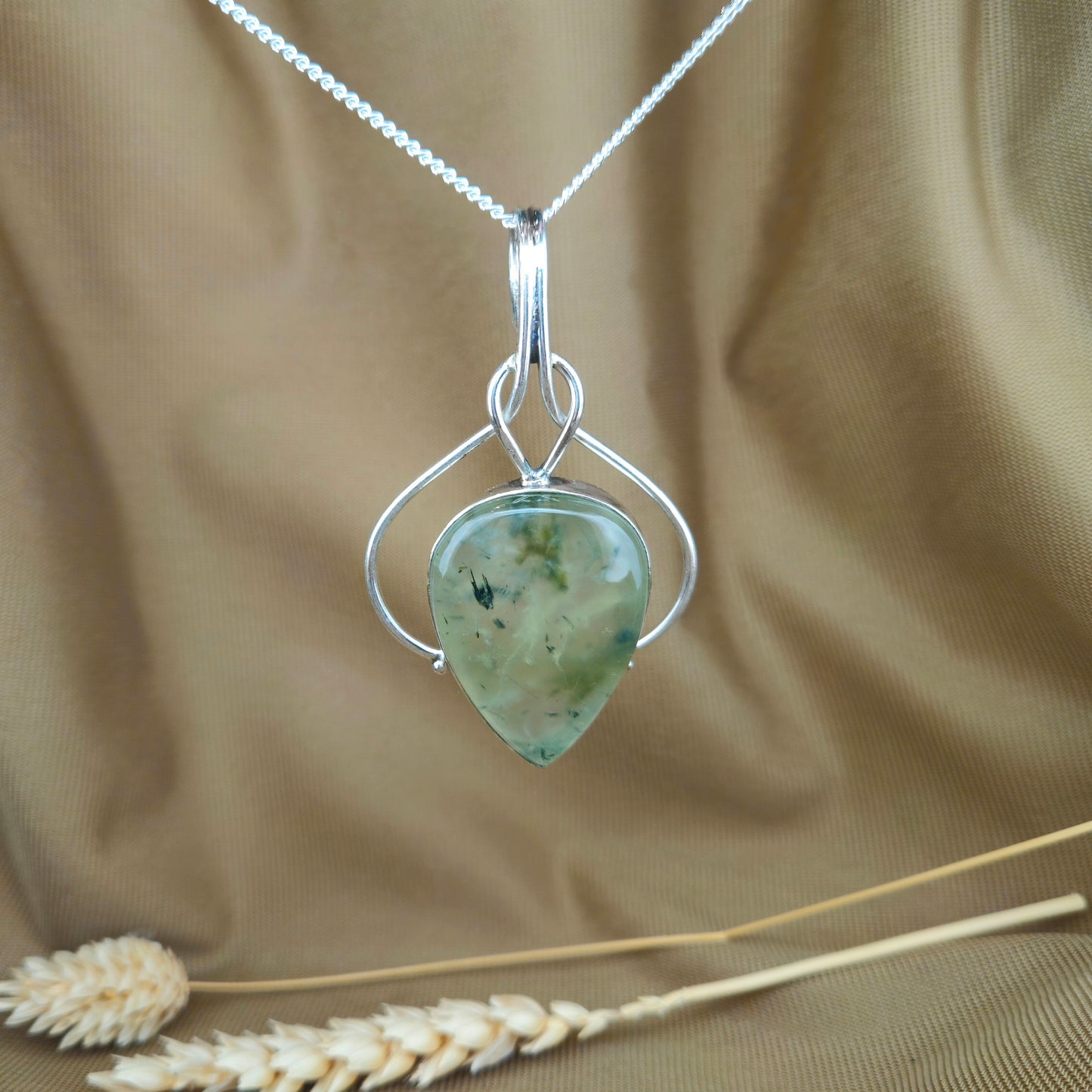 Sterling Silver Mystic Prehnite Pendant