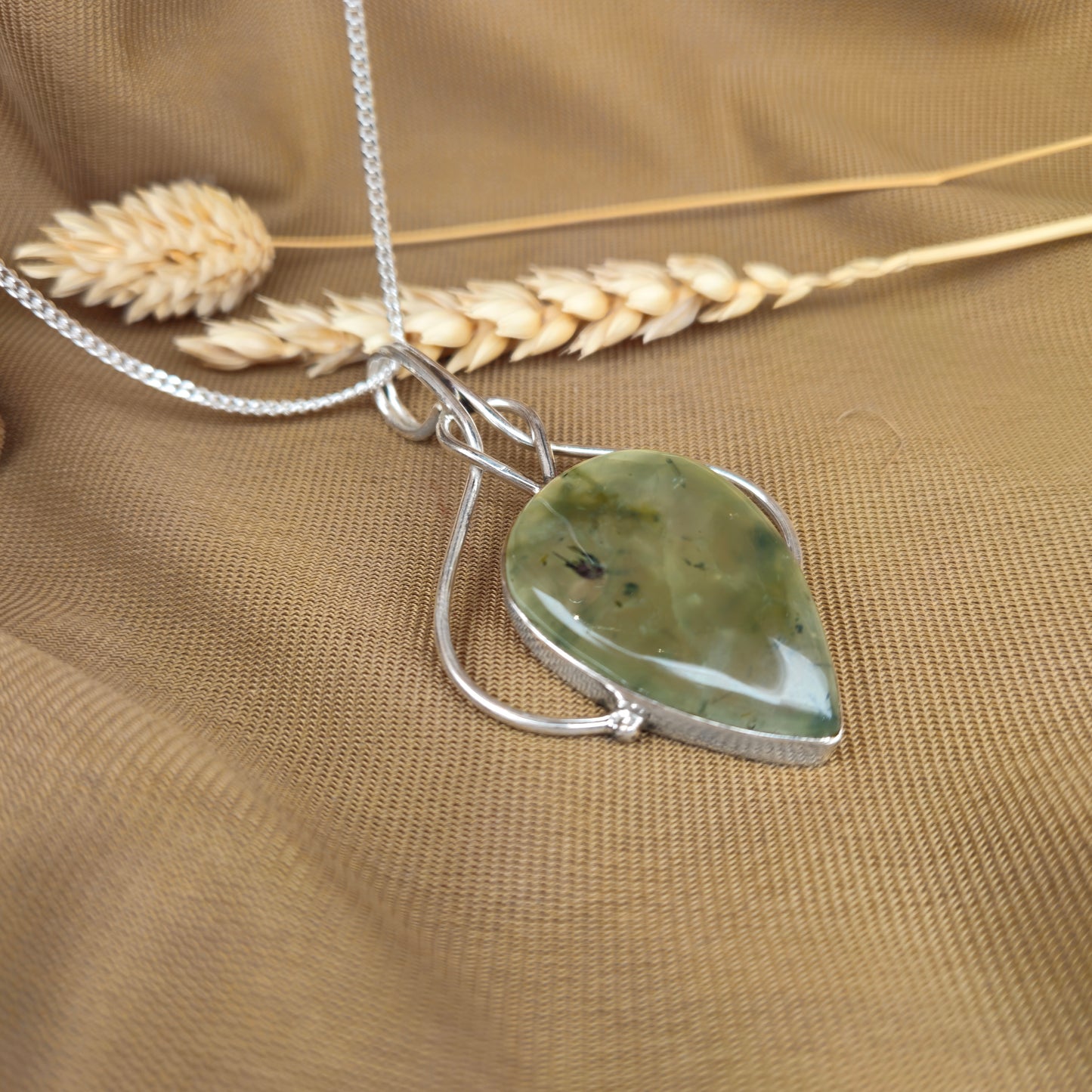 Sterling Silver Mystic Prehnite Pendant