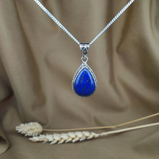 Sterling Silver Teardrop Lapis Lazuli Pendant