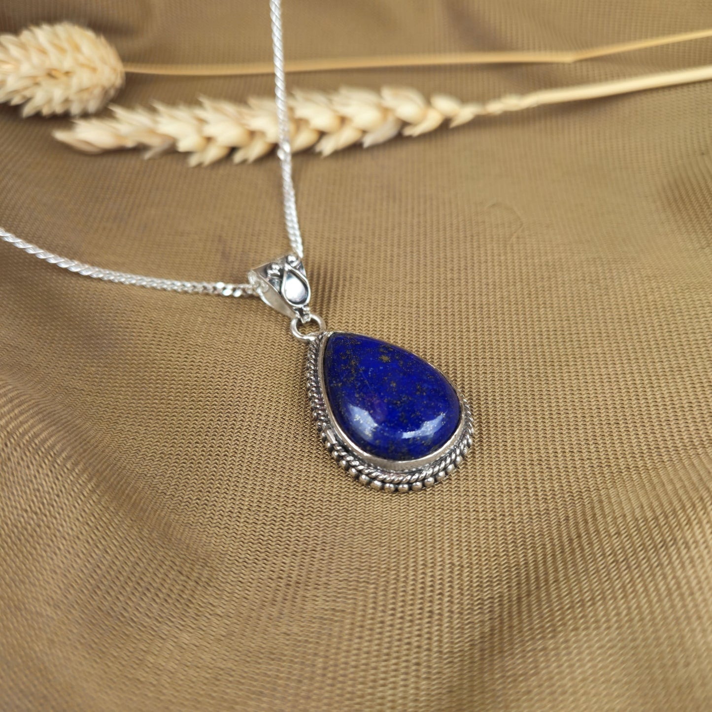 Sterling Silver Teardrop Lapis Lazuli Pendant