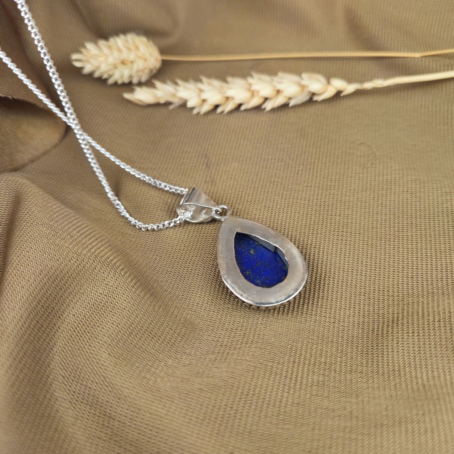 Sterling Silver Teardrop Lapis Lazuli Pendant