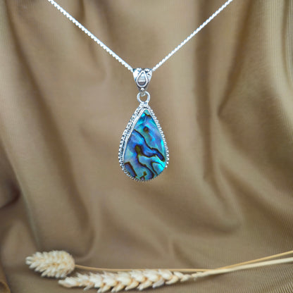 Sterling Silver Teardrop Abelone Pendant