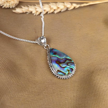 Sterling Silver Teardrop Abelone Pendant