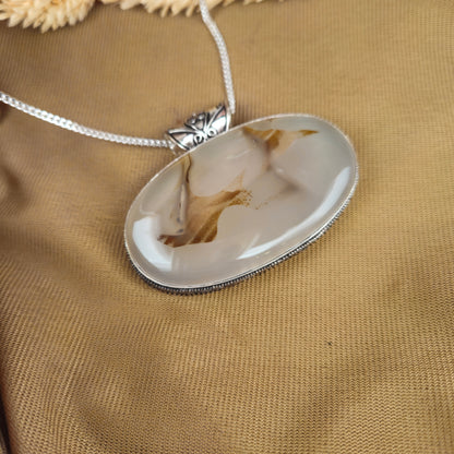 Sterling Silver Oval Agate Pendant