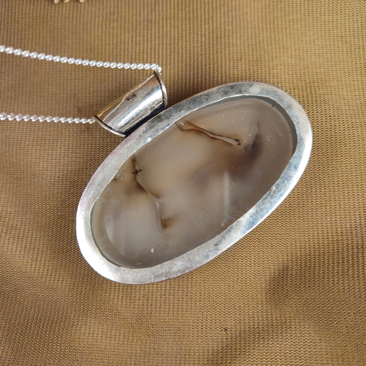 Sterling Silver Oval Agate Pendant