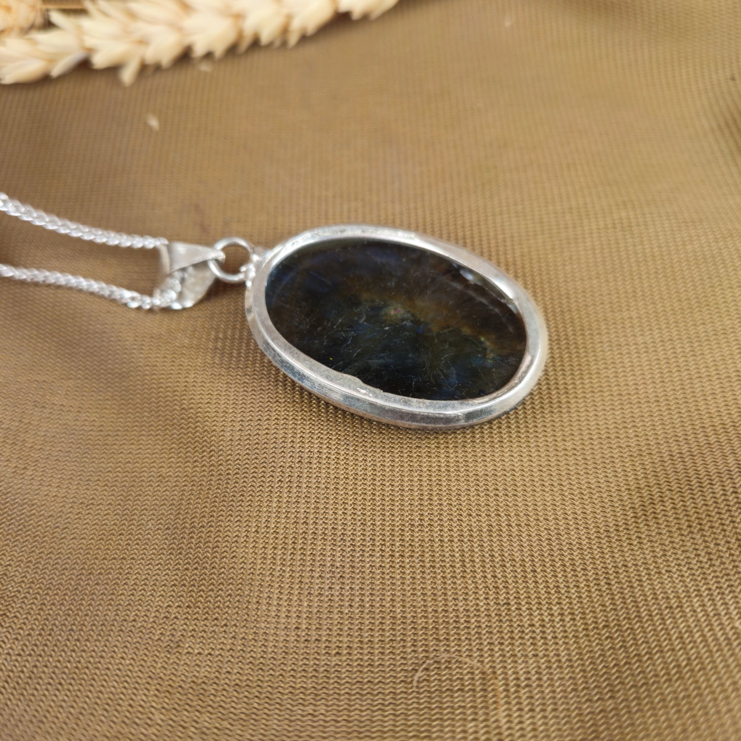 Sterling Silver Oval Labradorite Pendant